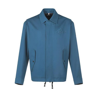 HUGO BOSS Blue Embroidered Logo Polo Collar Long Sleeve Jacket. 50470140-424