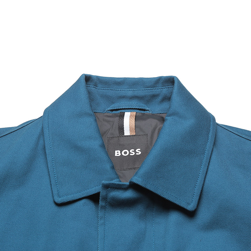 Shop HUGO BOSS  Blue Embroidered Logo Polo Collar Long Sleeve Jacket. 50470140-424