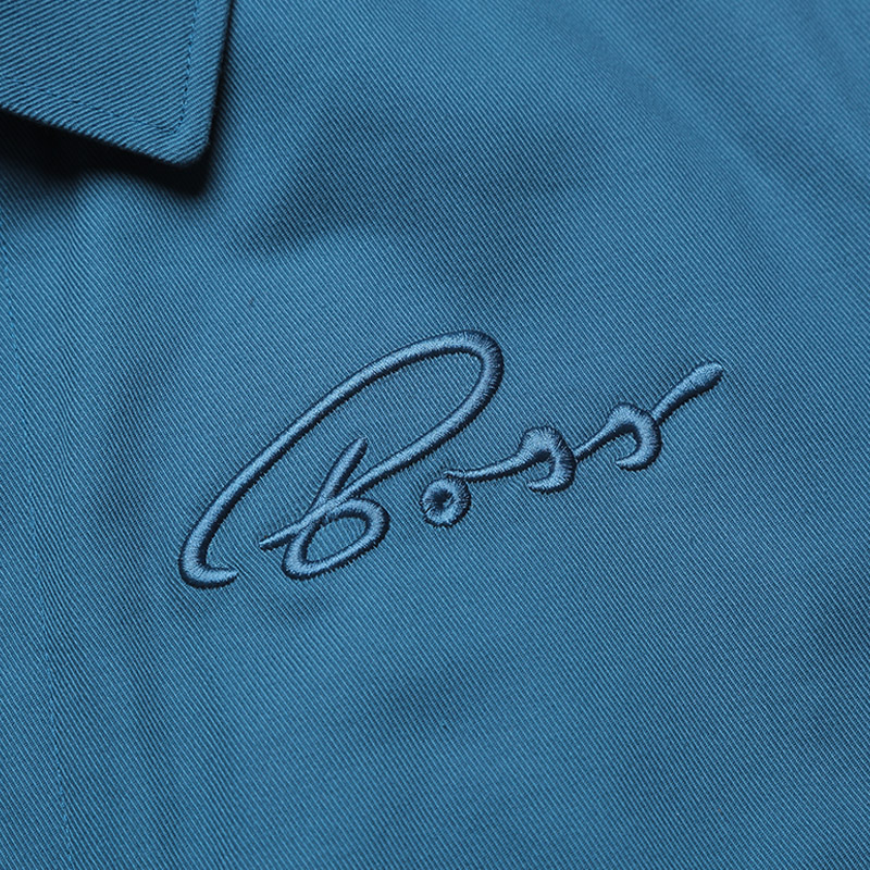 Purchase HUGO BOSS  Blue Embroidered Logo Polo Collar Long Sleeve Jacket. 50470140-424