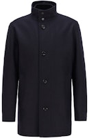 HUGO BOSS Blue Long Casual Coat with Logo and Stand Collar 50445384-402 HUGO BOSS Blue Long Casual Coat with Logo and Stand Collar 50445384-402