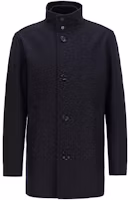 Order HUGO BOSS Blue Long Casual Coat with Logo and Stand Collar 50445384-402