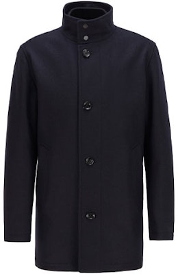 HUGO BOSS 藍色休閒長大衣附標誌與立領設計 50445384-402 Order HUGO BOSS 藍色休閒長大衣附標誌與立領設計 50445384-402