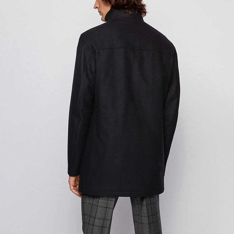 Purchase HUGO BOSS 藍色休閒長大衣附標誌與立領設計 50445384-402