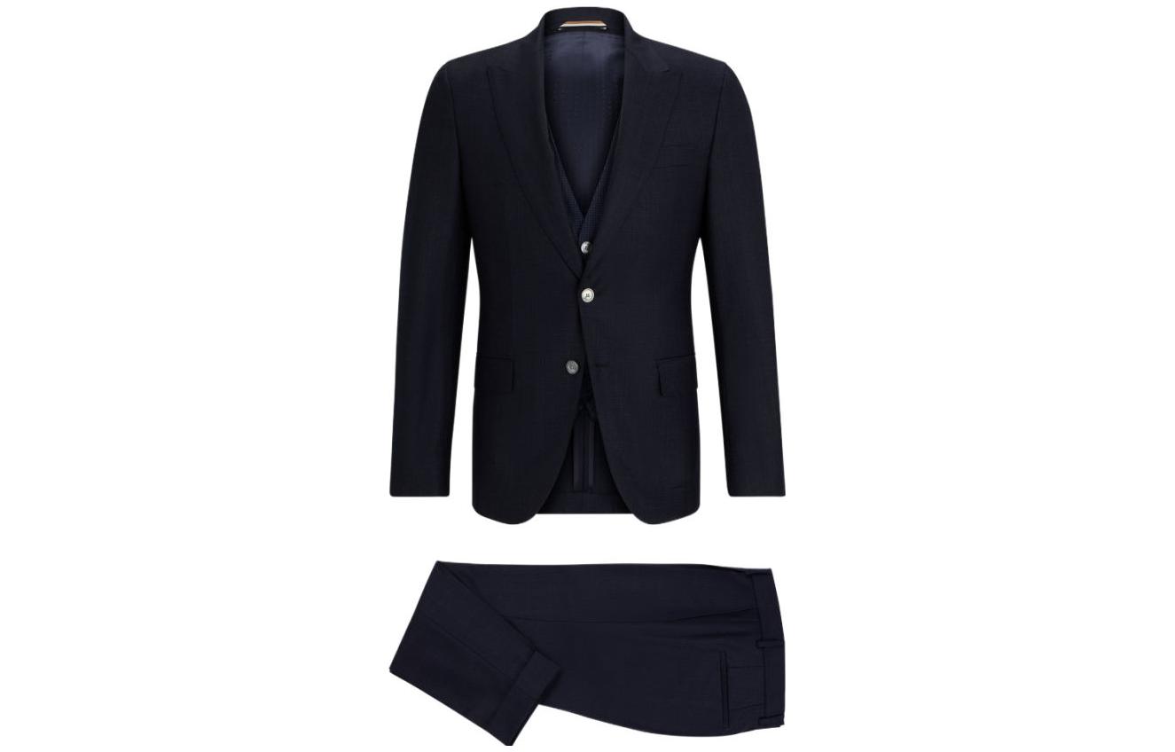 HUGO BOSS  Blue Three-Piece Suit Long Sleeve Blazer 50503159-404