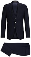 HUGO BOSS Blue Three-Piece Suit Long Sleeve Blazer 50503159-404 HUGO BOSS Blue Three-Piece Suit Long Sleeve Blazer 50503159-404