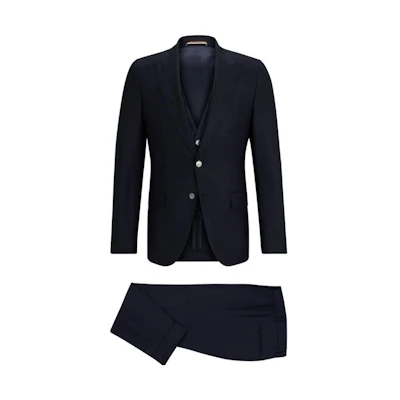 HUGO BOSS Blue Three-Piece Suit Long Sleeve Blazer 50503159-404