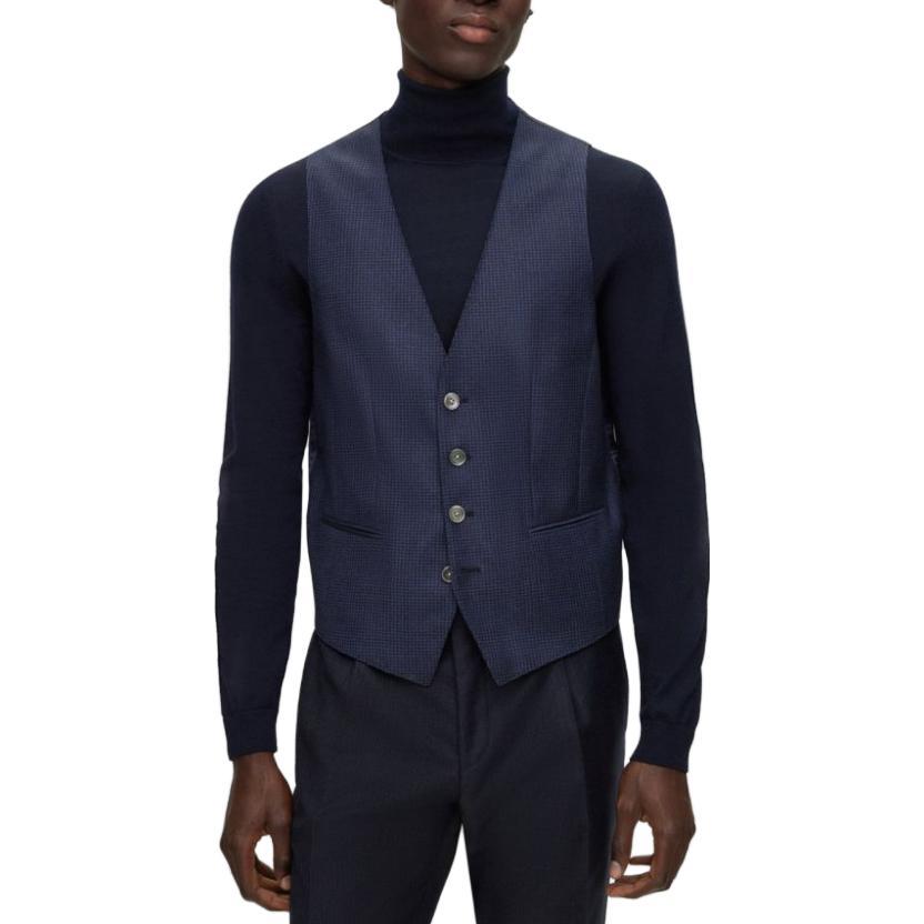 Lookbook HUGO BOSS 藍色三件套裝 長袖西裝外套 50503159-404