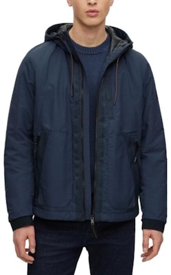 HUGO BOSS 藍色防潑水連帽外套附標誌細節 50483885-404 Shop HUGO BOSS 藍色防潑水連帽外套附標誌細節 50483885-404
