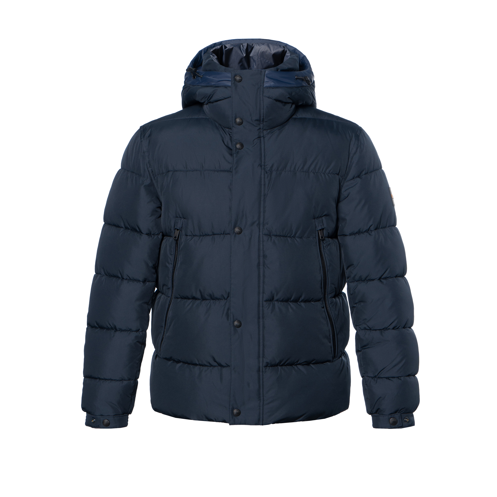 HUGO BOSS  Blue Water-Repellent Hooded Puffer Jacket with Logo Badge 50499542-404