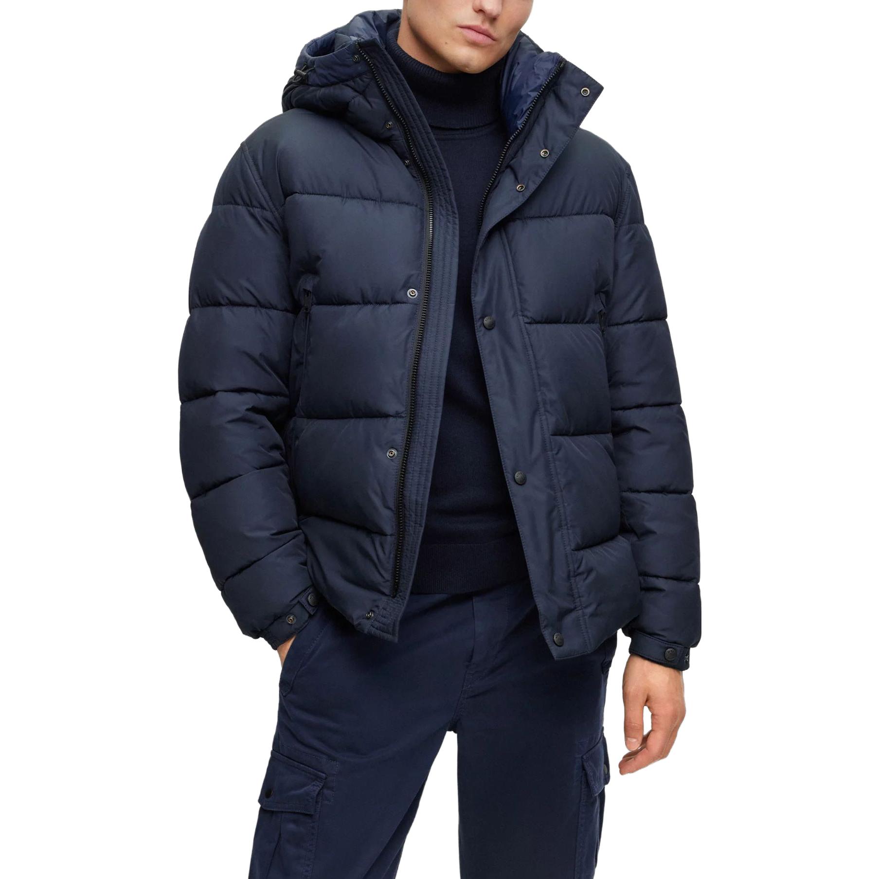 HUGO BOSS  Blue Water-Repellent Hooded Puffer Jacket with Logo Badge 50499542-404 圖 3