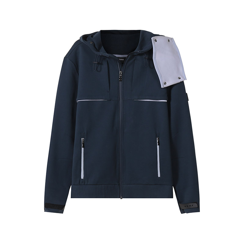 HUGO BOSS  Blue Zip-Up Drawstring Hooded Jacket 50462013-410