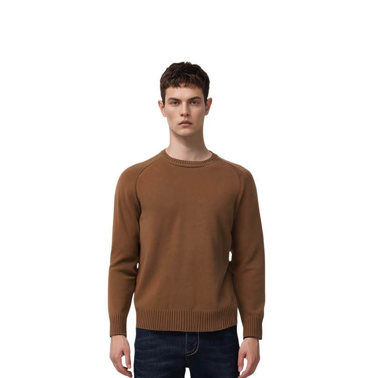 Shop HUGO BOSS 棕色圓領針織毛衣 長袖休閒純色款 50500668-260