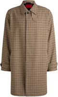 HUGO BOSS Brown Plaid Button-Up Long Coat with Collar. 50518127-209 HUGO BOSS Brown Plaid Button-Up Long Coat with Collar. 50518127-209