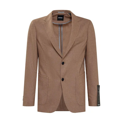 HUGO BOSS Brown Single-Breasted Long Sleeve Blazer with Logo. 50479665-260