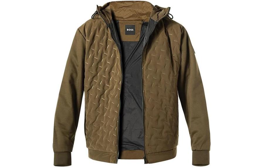 HUGO BOSS  Brown Slim-Fit Plain Zip-Up Hoodie Jacket. 50494276-361