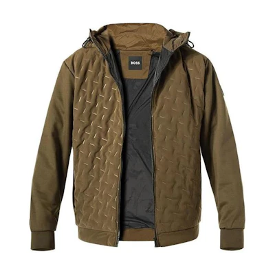 HUGO BOSS Brown Slim-Fit Plain Zip-Up Hoodie Jacket. 50494276-361