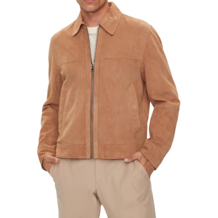 HUGO BOSS  Brown Solid Zip-Up Long Sleeve Polo Collar Jacket 50510178-282 圖 4