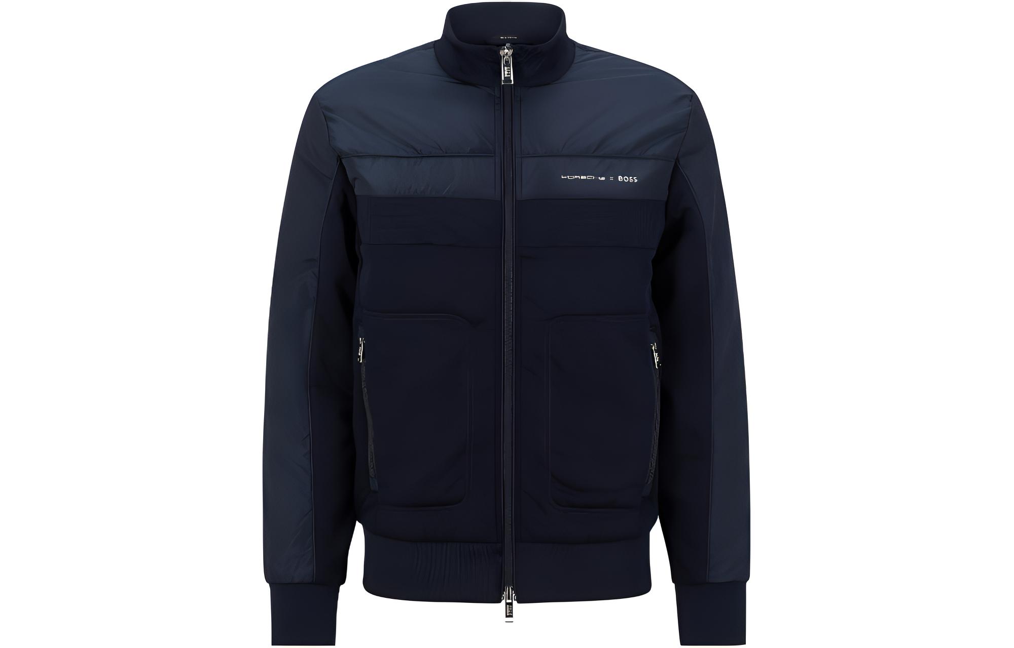 HUGO BOSS  Colorblock Letter Print Zip Jacket - Navy Blue. 50486249-404