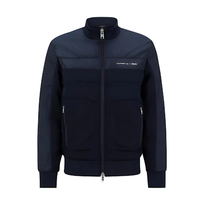 HUGO BOSS Colorblock Letter Print Zip Jacket - Navy Blue. 50486249-404