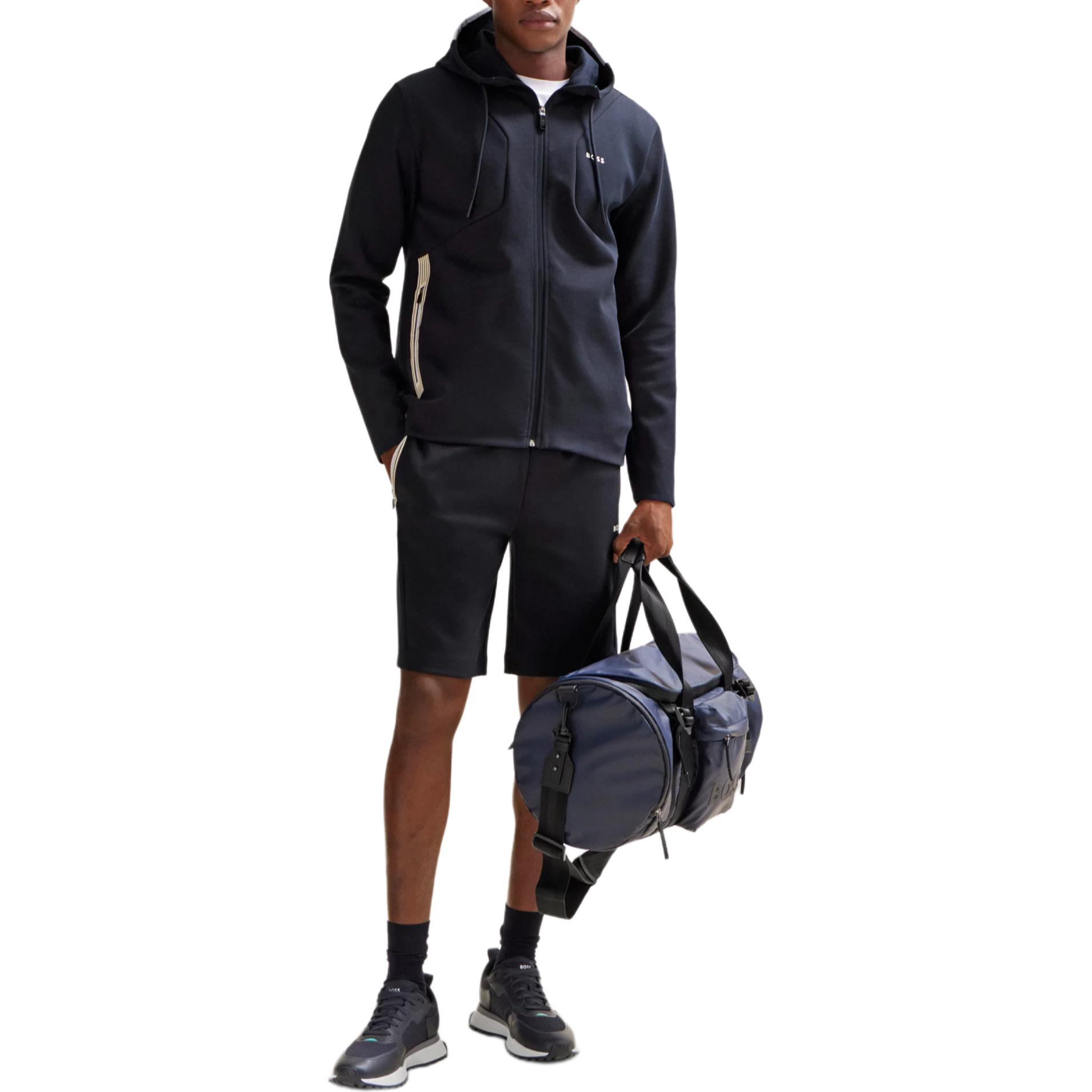 HUGO BOSS  Cotton-Blend Zip-Up Hoodie with HD Logo Print - Navy Blue. 50504751-402 圖 3