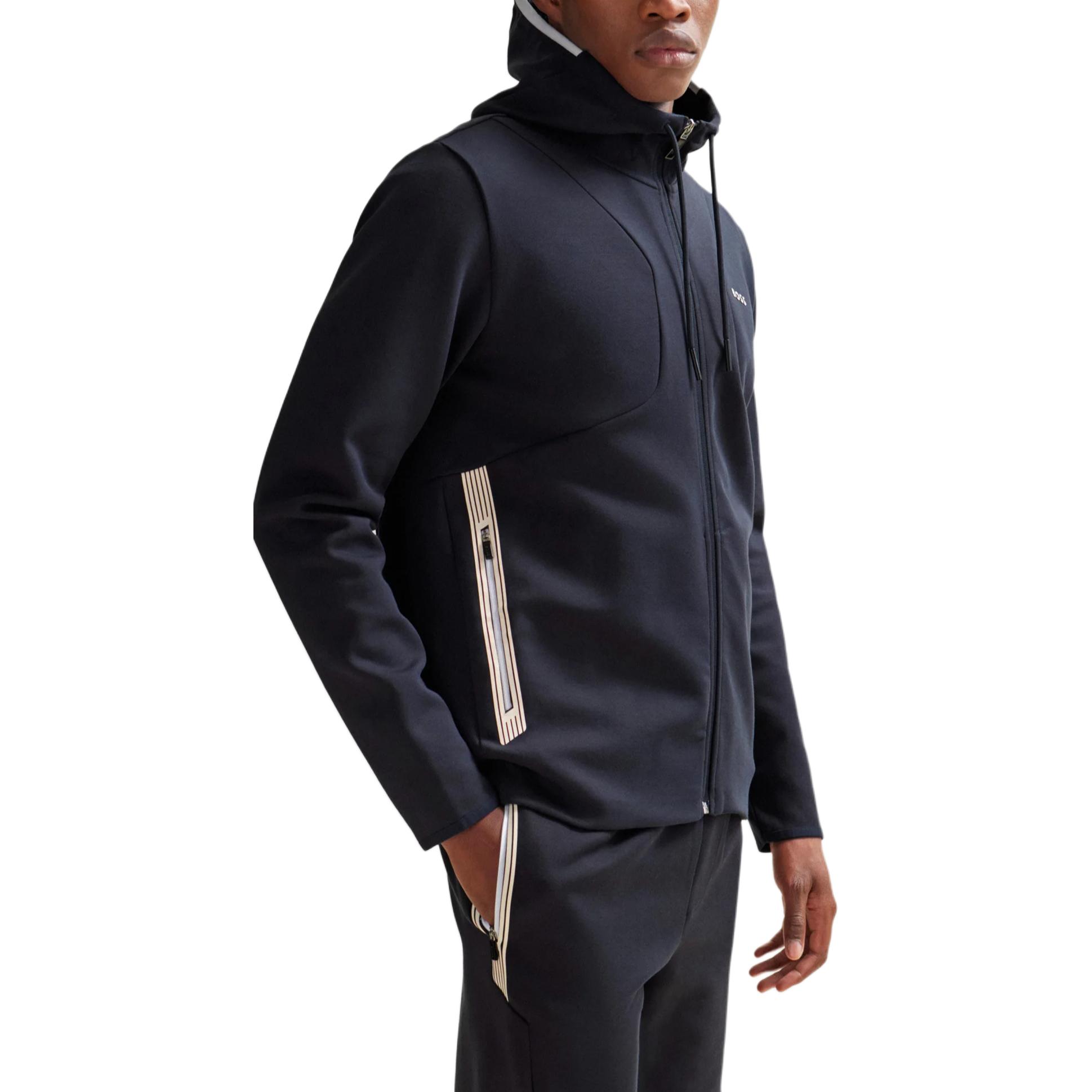 HUGO BOSS  Cotton-Blend Zip-Up Hoodie with HD Logo Print - Navy Blue. 50504751-402 圖 5