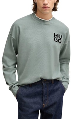 HUGO BOSS 自然灰色圓領Logo針織毛衣 50516617-074 Shop HUGO BOSS 自然灰色圓領Logo針織毛衣 50516617-074