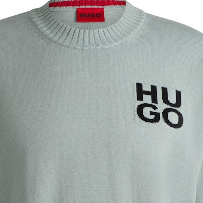 HUGO BOSS 自然灰色圓領Logo針織毛衣 50516617-074 Sizing HUGO BOSS 自然灰色圓領Logo針織毛衣 50516617-074