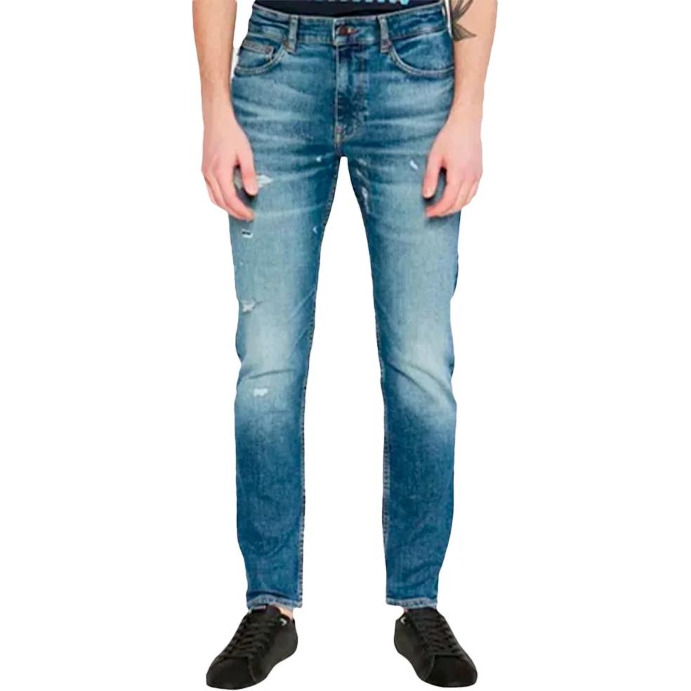 Order HUGO BOSS  Distressed Mid-Rise Zip Straight Jeans Blue 50520970-423