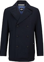 HUGO BOSS Double-Breasted Long Coat Dark Blue 50498100-404 HUGO BOSS Double-Breasted Long Coat Dark Blue 50498100-404