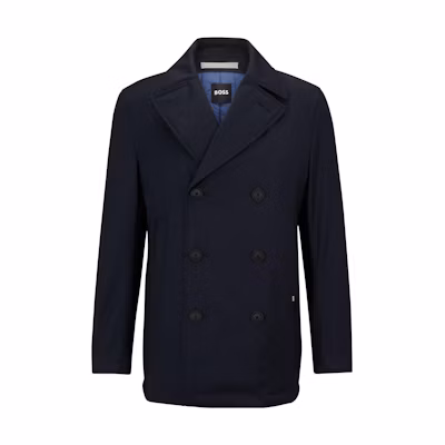 HUGO BOSS Double-Breasted Long Coat Dark Blue 50498100-404
