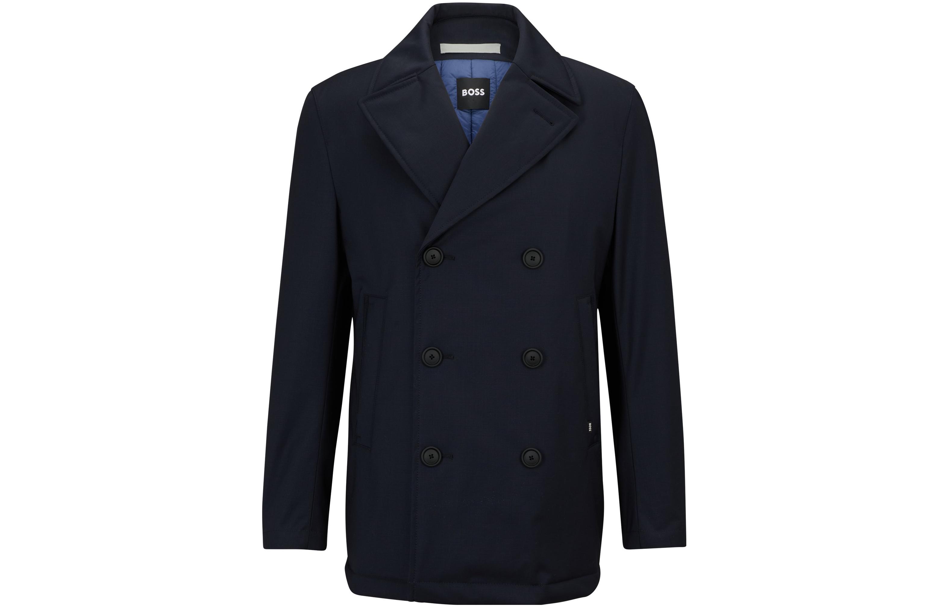 Order HUGO BOSS 雙排扣長大衣 深藍色 50498100-404