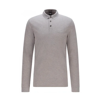 HUGO BOSS Embroidered Logo Long Sleeve Polo Shirt Grey 50391549-041