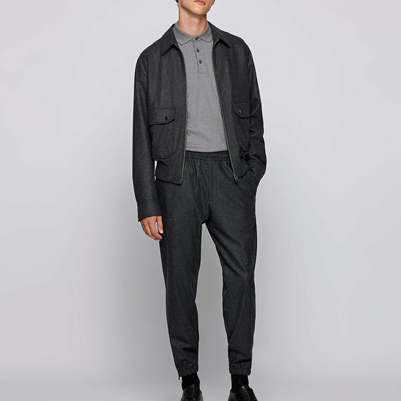 Lookbook HUGO BOSS 刺繡標誌長袖灰色Polo衫 50391549-041