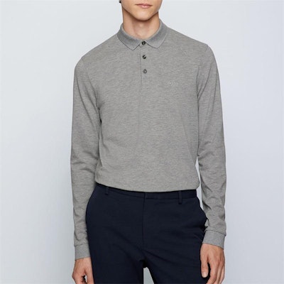 HUGO BOSS 刺繡標誌長袖灰色Polo衫 50391549-041 Shop HUGO BOSS 刺繡標誌長袖灰色Polo衫 50391549-041