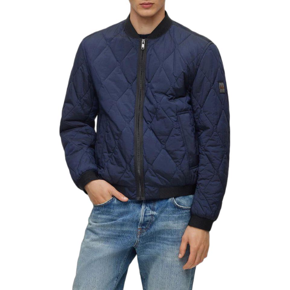 HUGO BOSS  Fitted Solid Zip-Up Jacket Long Sleeve - Dark Blue 50498608-404 圖 4