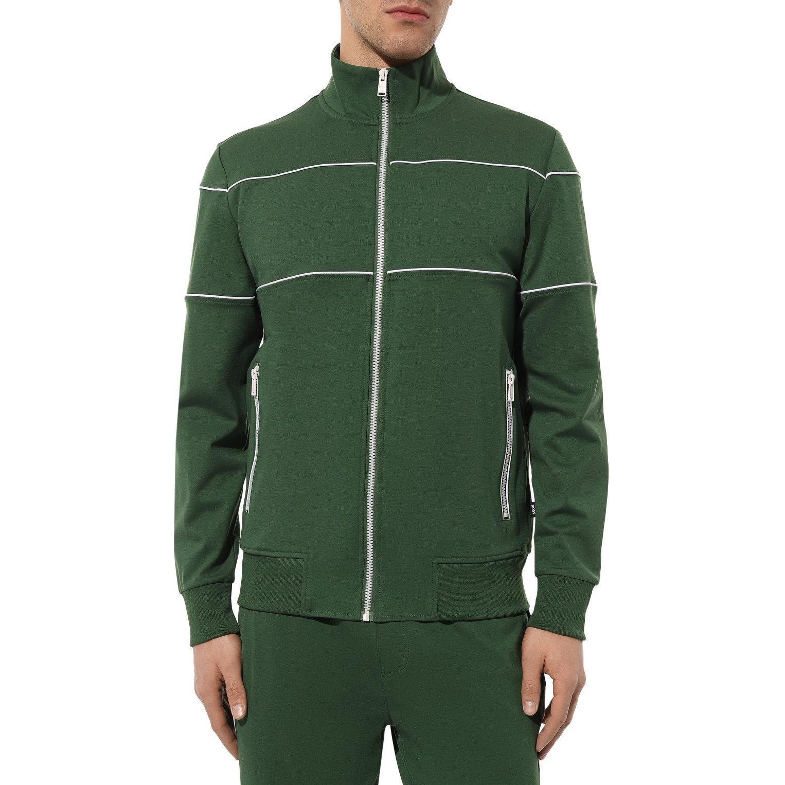 Lookbook HUGO BOSS  Green Letter Stripe Zip High Neck Jacket. 50505520-348