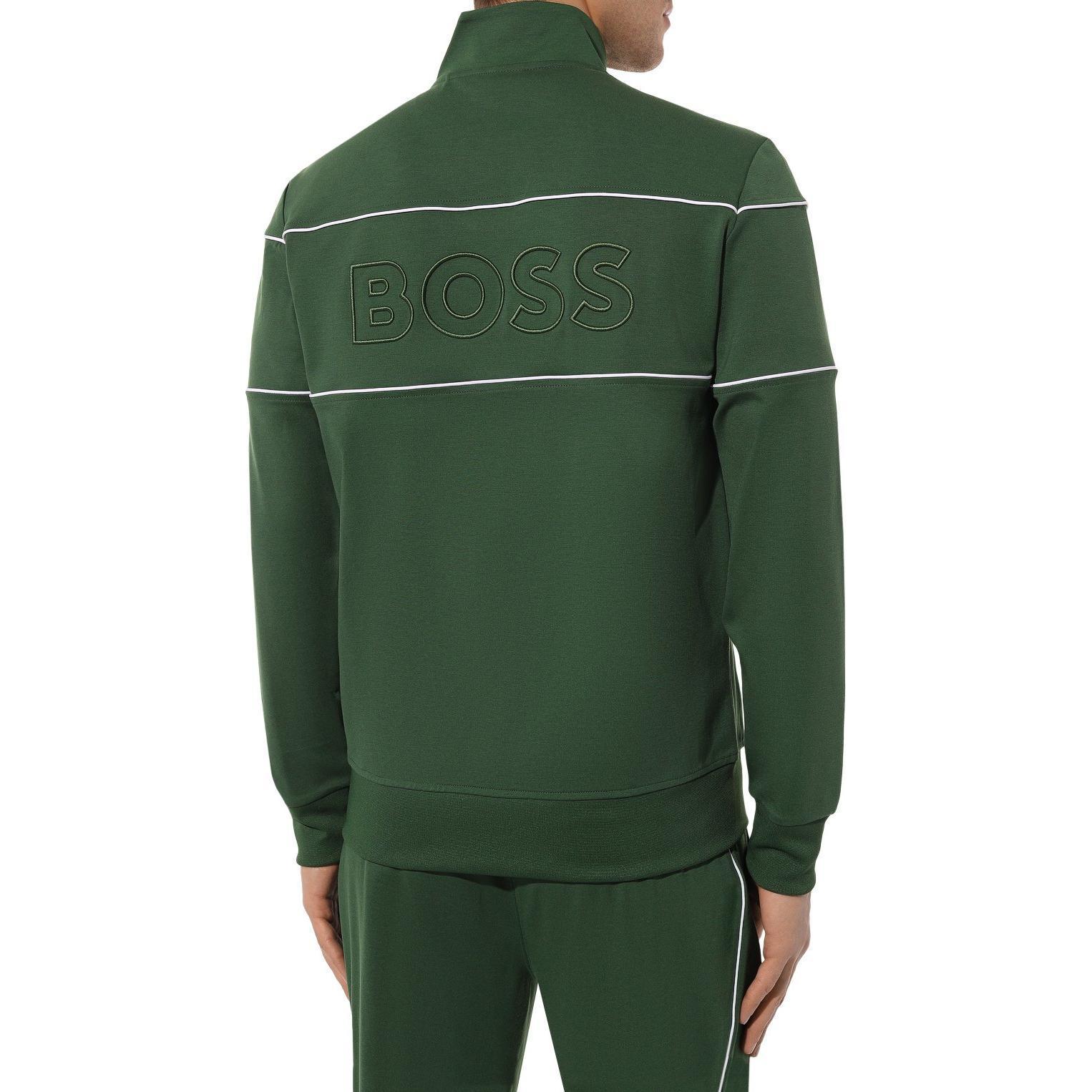 Purchase HUGO BOSS  Green Letter Stripe Zip High Neck Jacket. 50505520-348