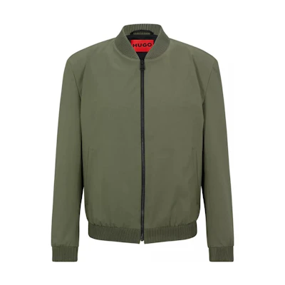 HUGO BOSS Green Solid Ribbed Hem Zip-Up Long Sleeve Jacket 50488019-251