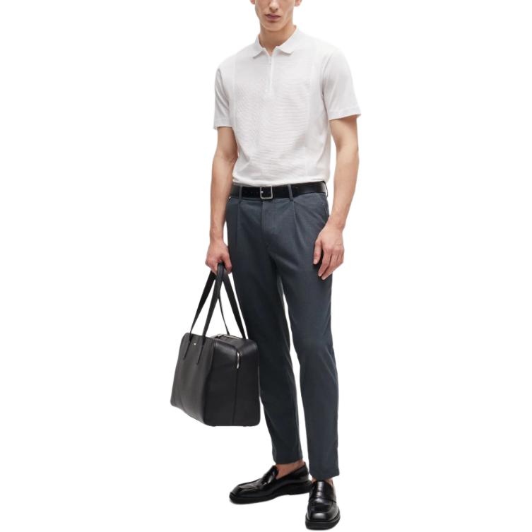 Lookbook HUGO BOSS 灰色中腰錐形休閒長褲簡約設計 50519868-041