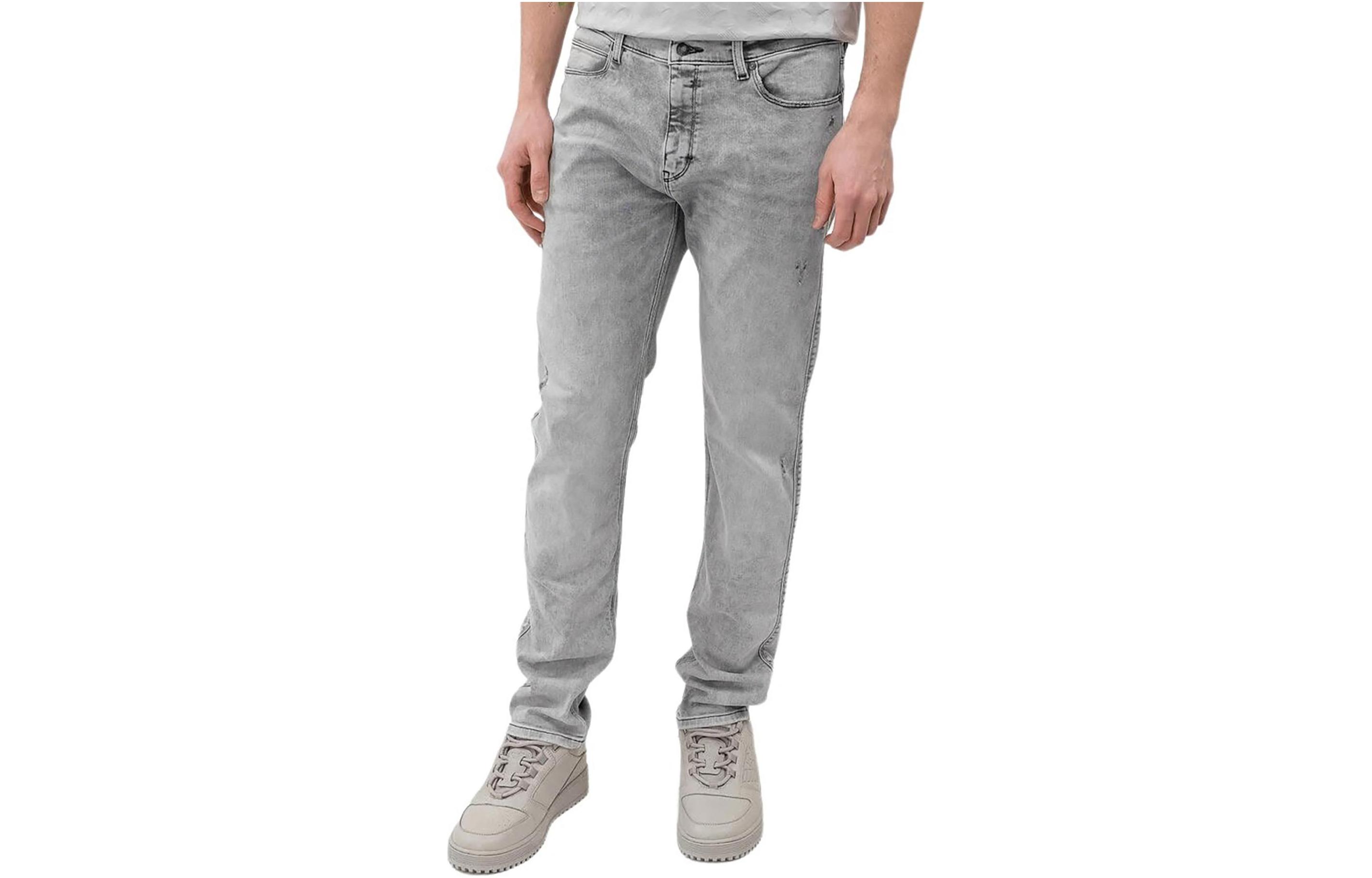 Order HUGO BOSS  Grey Solid Slim Fit Zip Pocket Jeans 50507858-708
