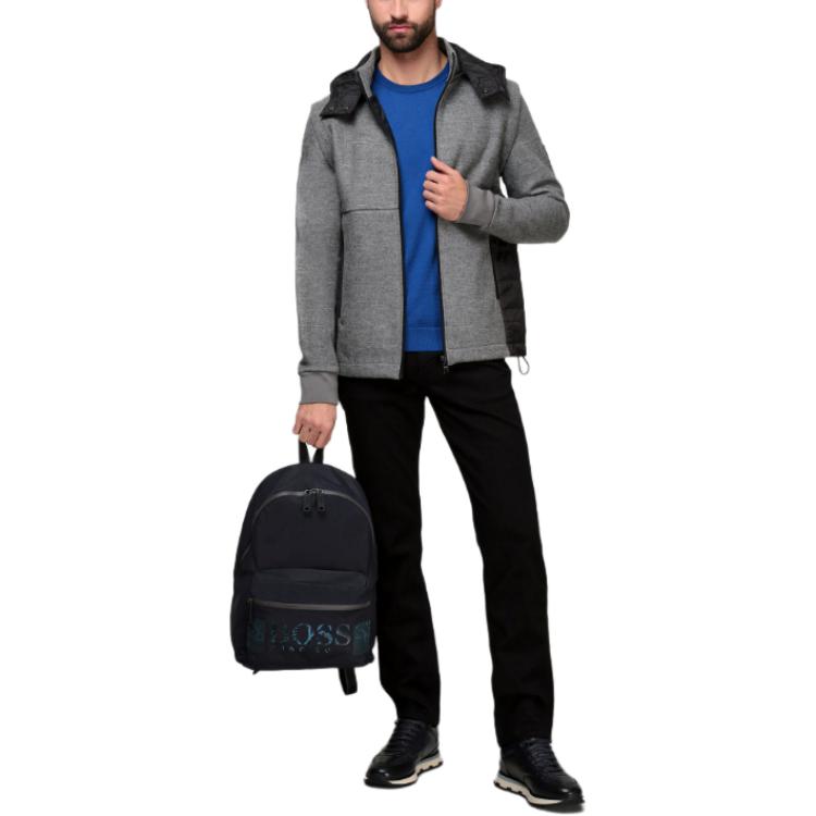 HUGO BOSS  Grey Wool Colorblock Zip-Up Hoodie Jacket. 50458176-030 圖 3