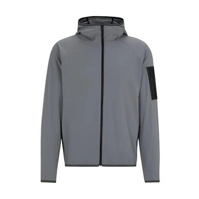 HUGO BOSS Grey Zip-Up Hoodie Jacket with Logo Design. 50514329-251