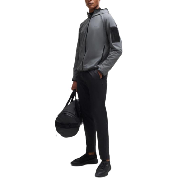 Purchase HUGO BOSS 灰色拉鍊連帽外套 帶有標誌設計。 50514329-251