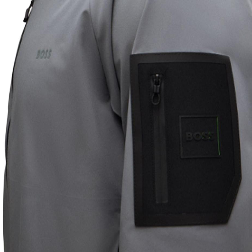 Sizing HUGO BOSS 灰色拉鍊連帽外套 帶有標誌設計。 50514329-251