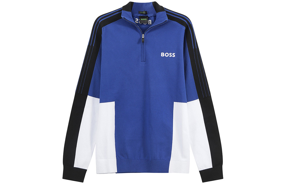 HUGO BOSS  Half-Zip Pullover Sweatshirt Blue 50493769-438