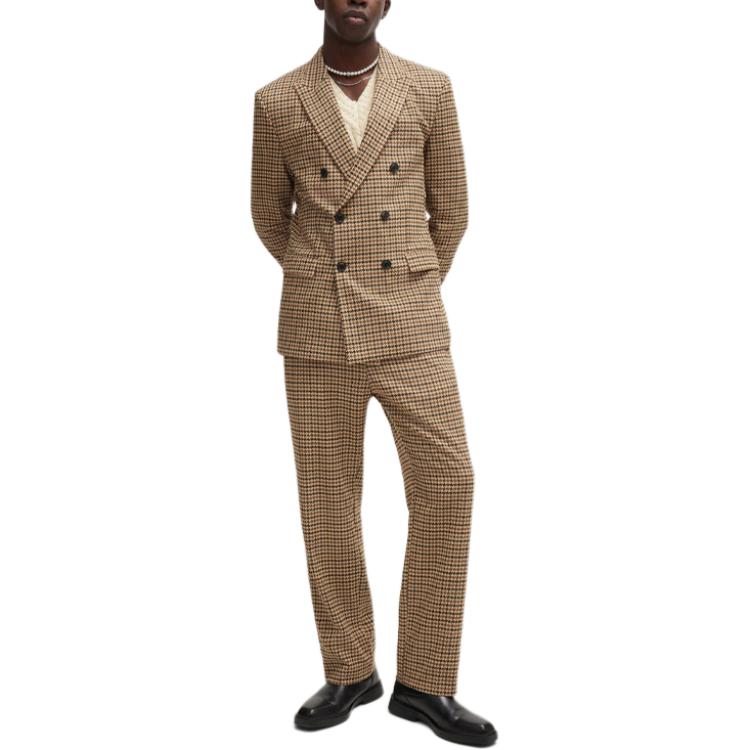 Lookbook HUGO BOSS 深棕色千鳥格紋直筒休閒褲 50520372--209