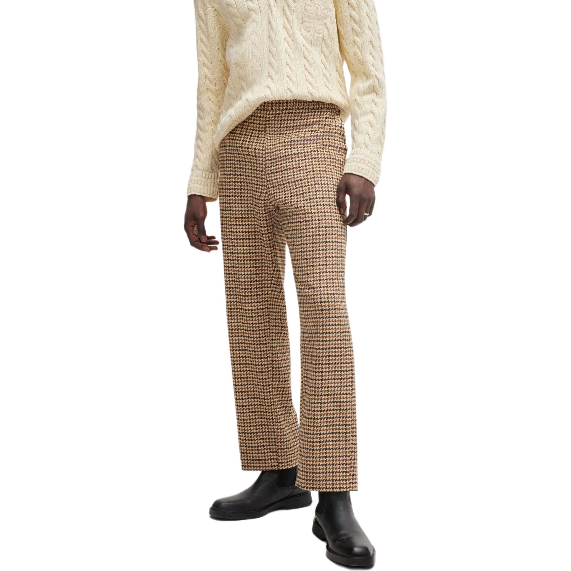 Shop HUGO BOSS 深棕色千鳥格紋直筒休閒褲 50520372--209