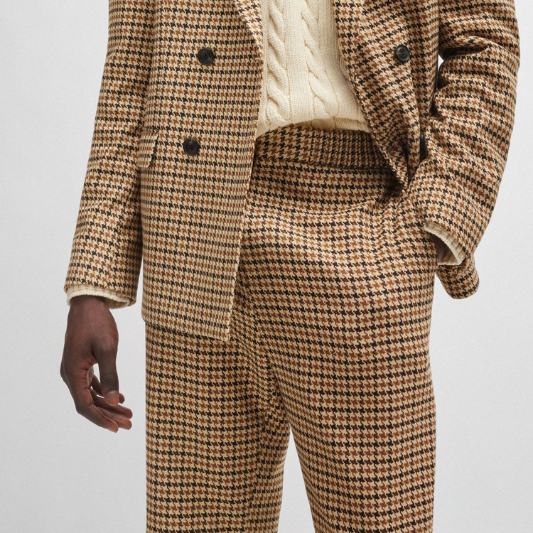 Details for HUGO BOSS 深棕色千鳥格紋直筒休閒褲 50520372--209