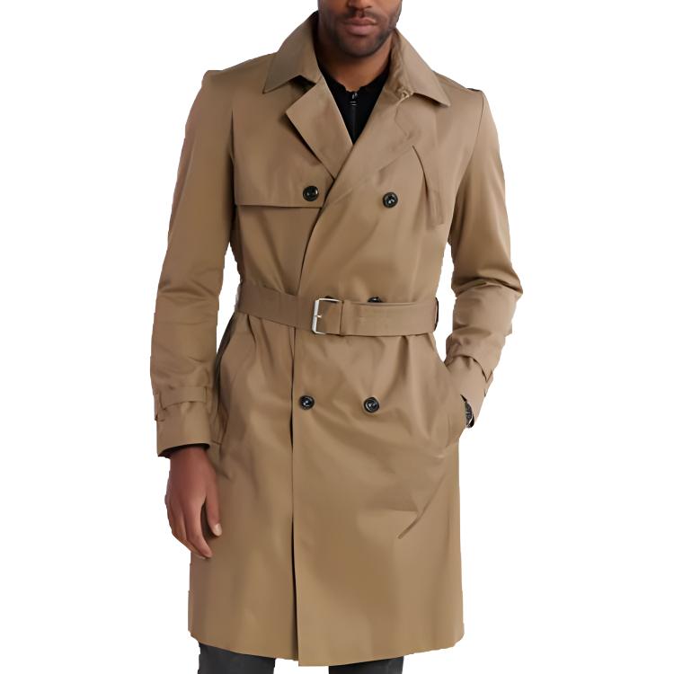 Order HUGO BOSS 卡其色雙排扣長袖中長版大衣 50507736-242