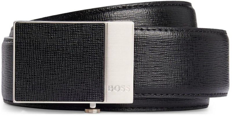 HUGO BOSS Leather Belt with Logo Plaque in Black, 3.5cm Width. 50522766 Buy HUGO BOSS Leather Belt with Logo Plaque in Black, 3.5cm Width. 50522766